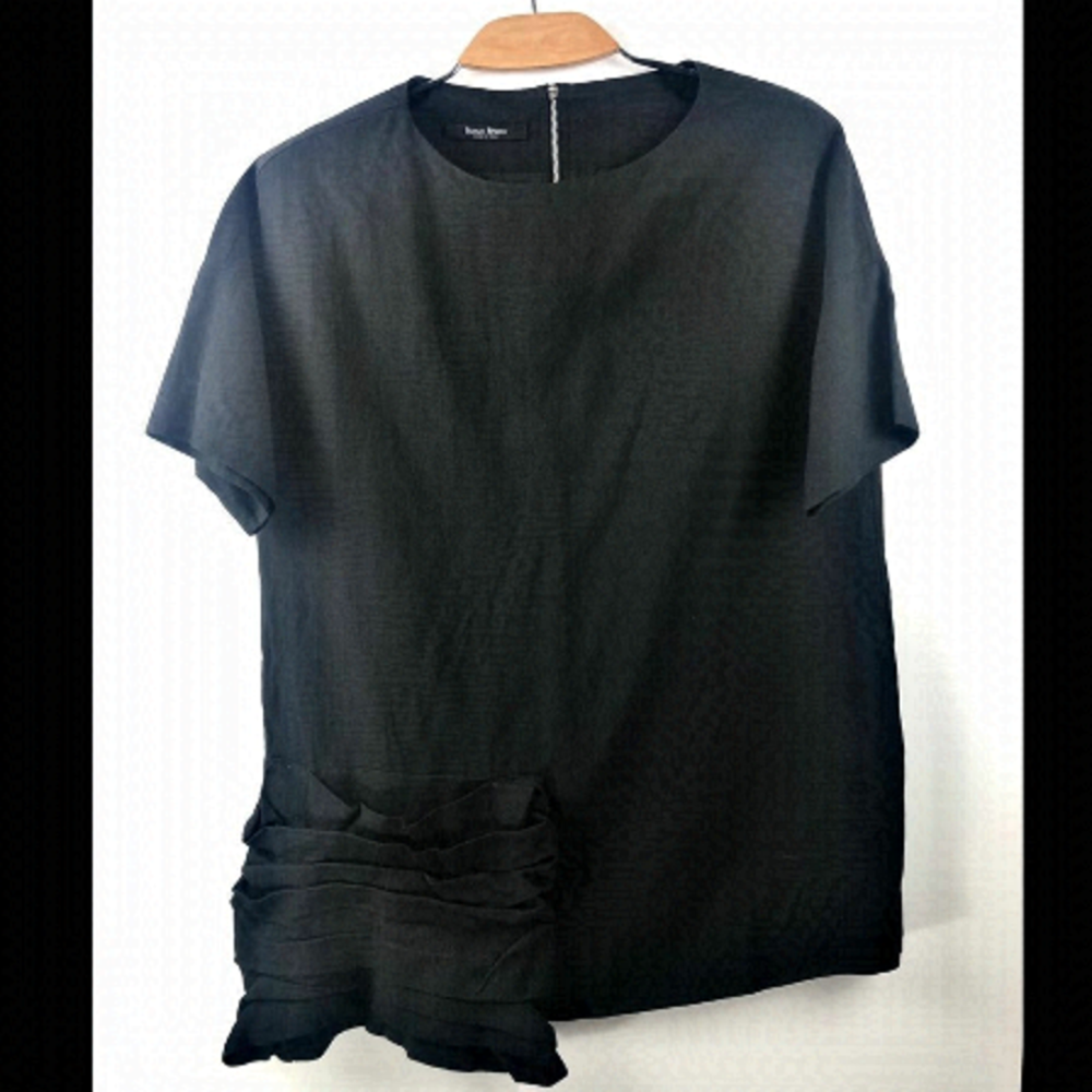 𝅺NUOVO Borgo Black Short Sleeved Tunic Size M Lagenlook Avant Garde